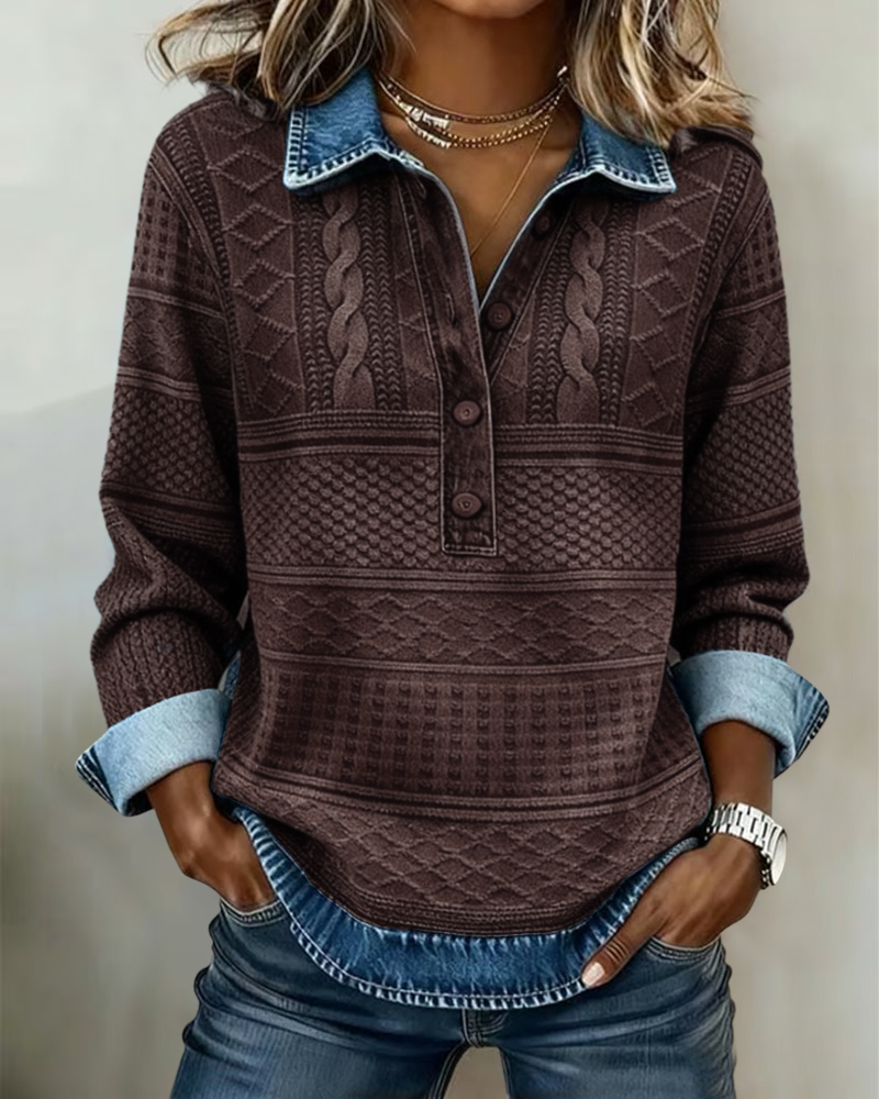 Dolores | Sudadera moderna con media botonadura y cuello