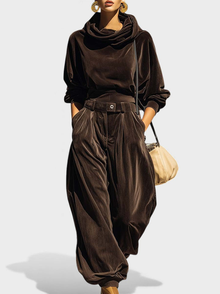 Carla™ | Conjunto de terciopelo con pantalones amplios