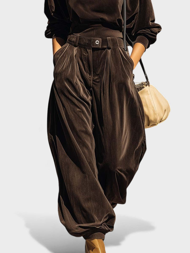 Carla™ | Conjunto de terciopelo con pantalones amplios