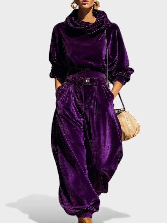 Carla™ | Conjunto de terciopelo con pantalones amplios